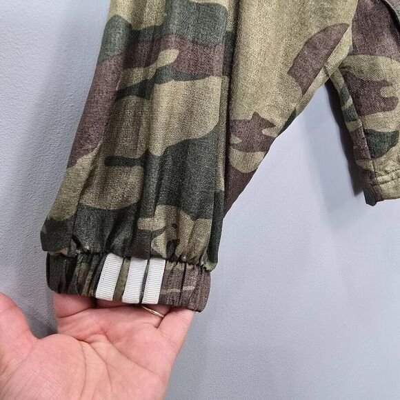 Adidas Trefoil Windbreaker Jacket L Camo Full Zip Hoodie Cropped Baggy Gorpcore‎ - Picture 2 of 16